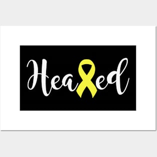 Heal Cancer Never Give Up Hydrocephalus Awareness Yellow Ribbon Warrior Hope Cure Posters and Art